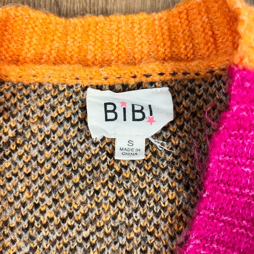Bibi Cheetah Tiger Animal Cozy Bright Pink Orange Cardigan Sz S - Picture 5 of 11